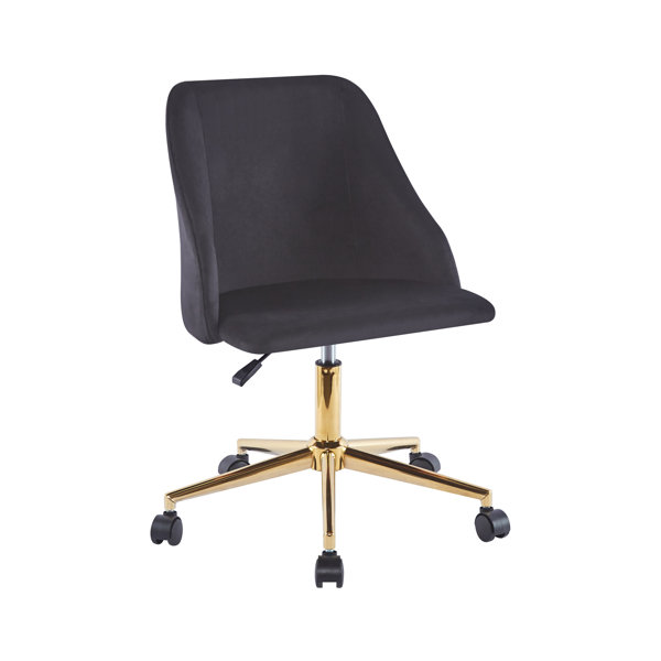 Willa Arlo Interiors Auman Velvet Upholstered Office Chair with Gold